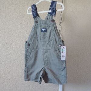 OshKosh B'gosh Olive Kids Overalls with Navy Straps